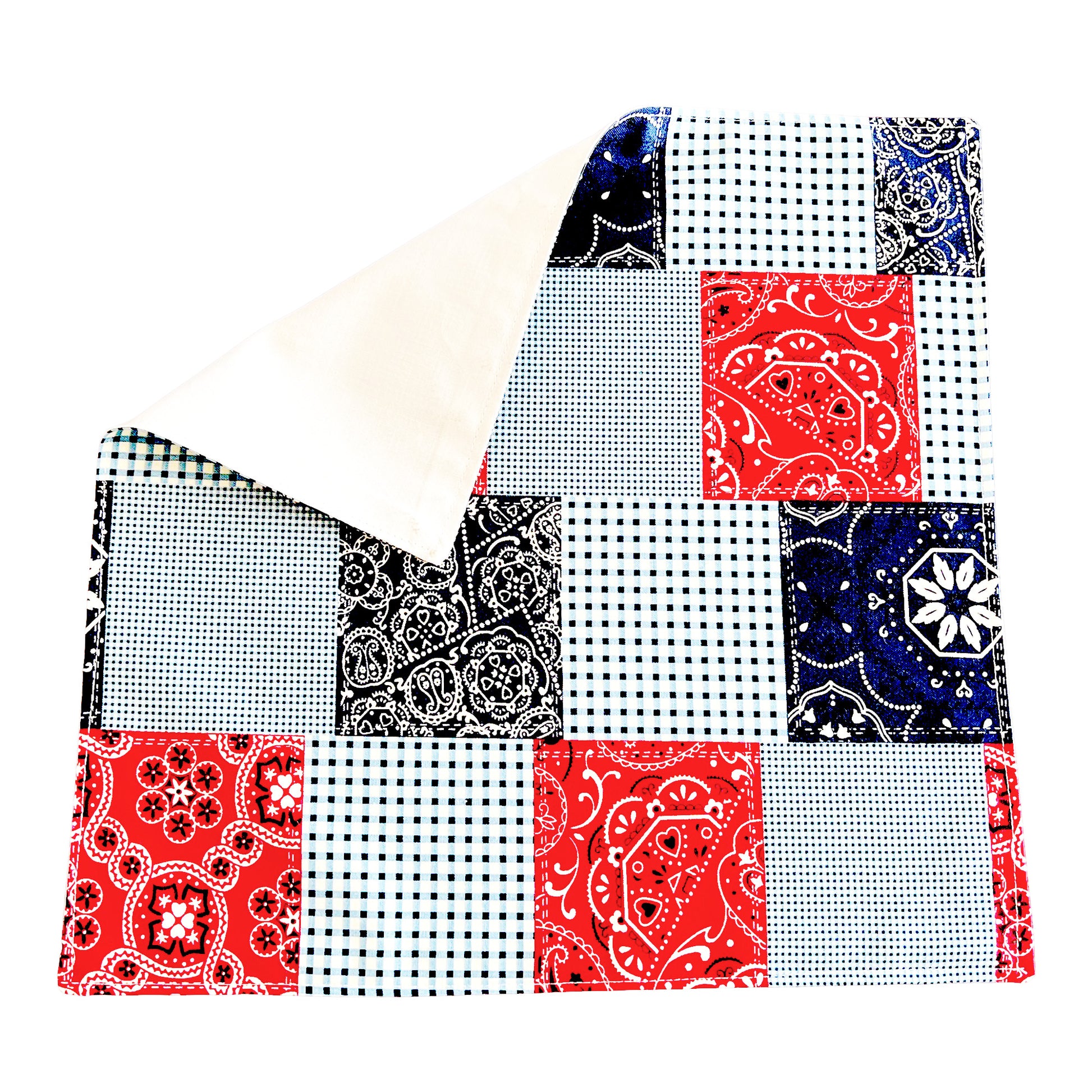 Dinner Napkins and Placemats Red Blue Patch