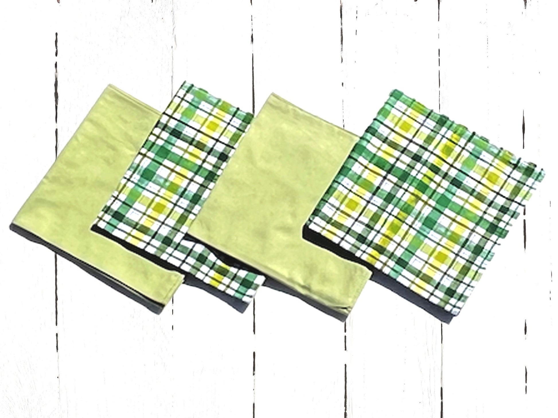 Cloth Dinner Napkins & Placemats St. Patrick's Day, Spring Summer Green Plaid