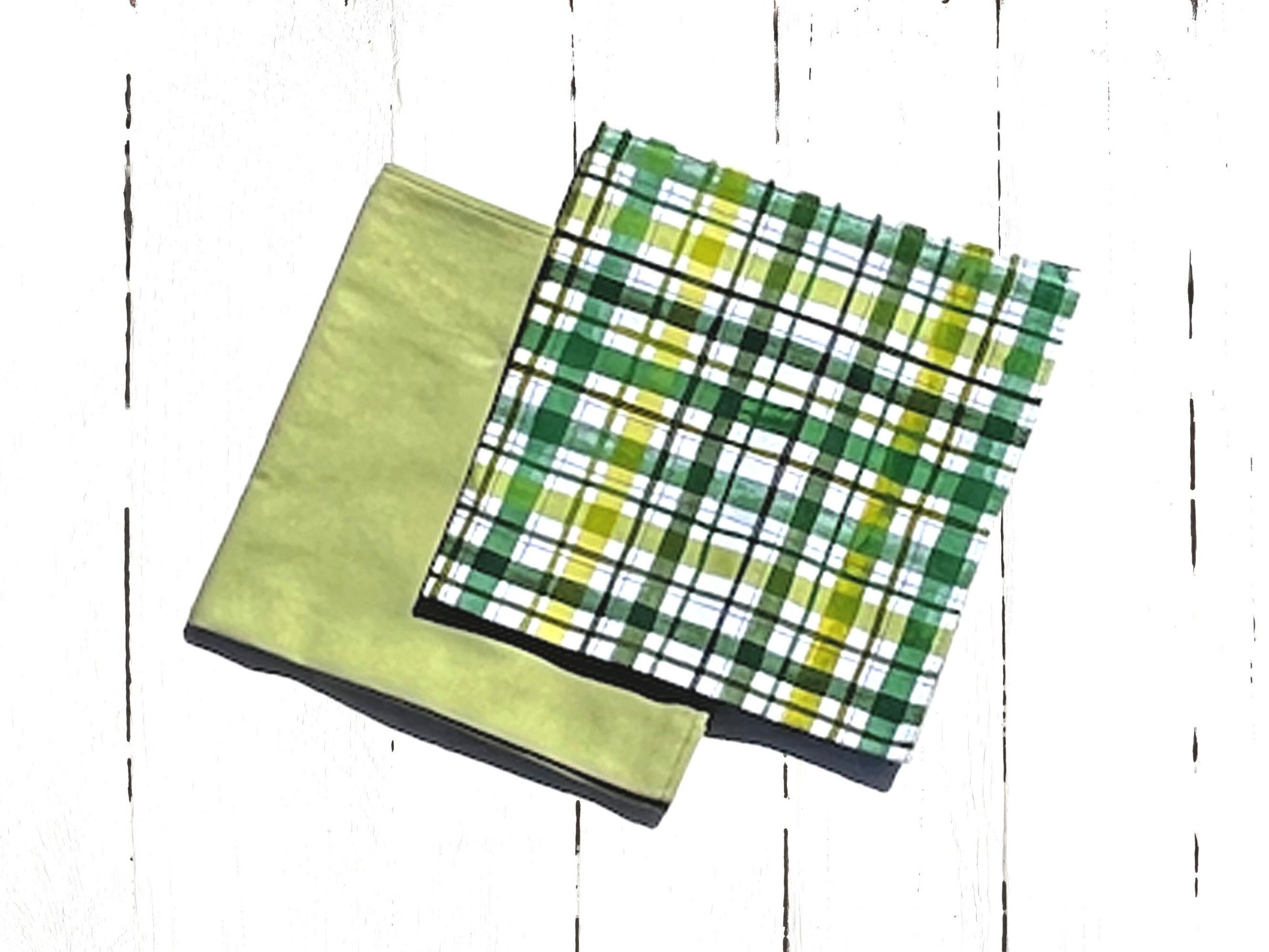 Cloth Dinner Napkins & Placemats St. Patrick's Day, Spring Summer Green Plaid