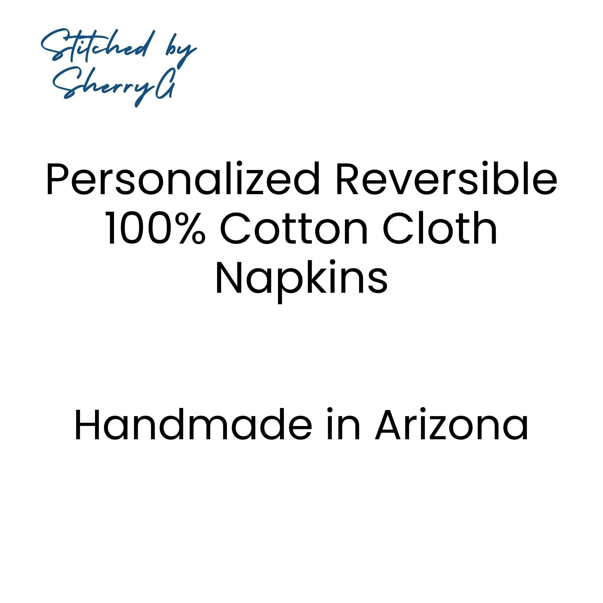 Personalized Cloth Napkins Embroidered Set of 4 Machine Washable Brown Cream Checkered