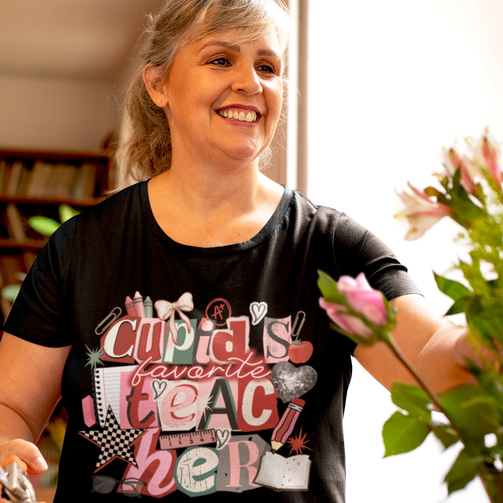 Teacher Valentine's T-Shirt— 100% Cotton Black (XS–5XL)