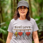 T-Shirt Valentine's Day Unisex Reel Love Fishing XS-4XL Heather Grey