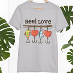 T-Shirt Valentine's Day Unisex Reel Love Fishing XS-4XL Heather Grey