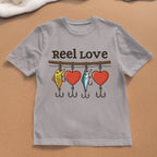 T-Shirt Valentine's Day Unisex Reel Love Fishing XS-4XL Heather Grey