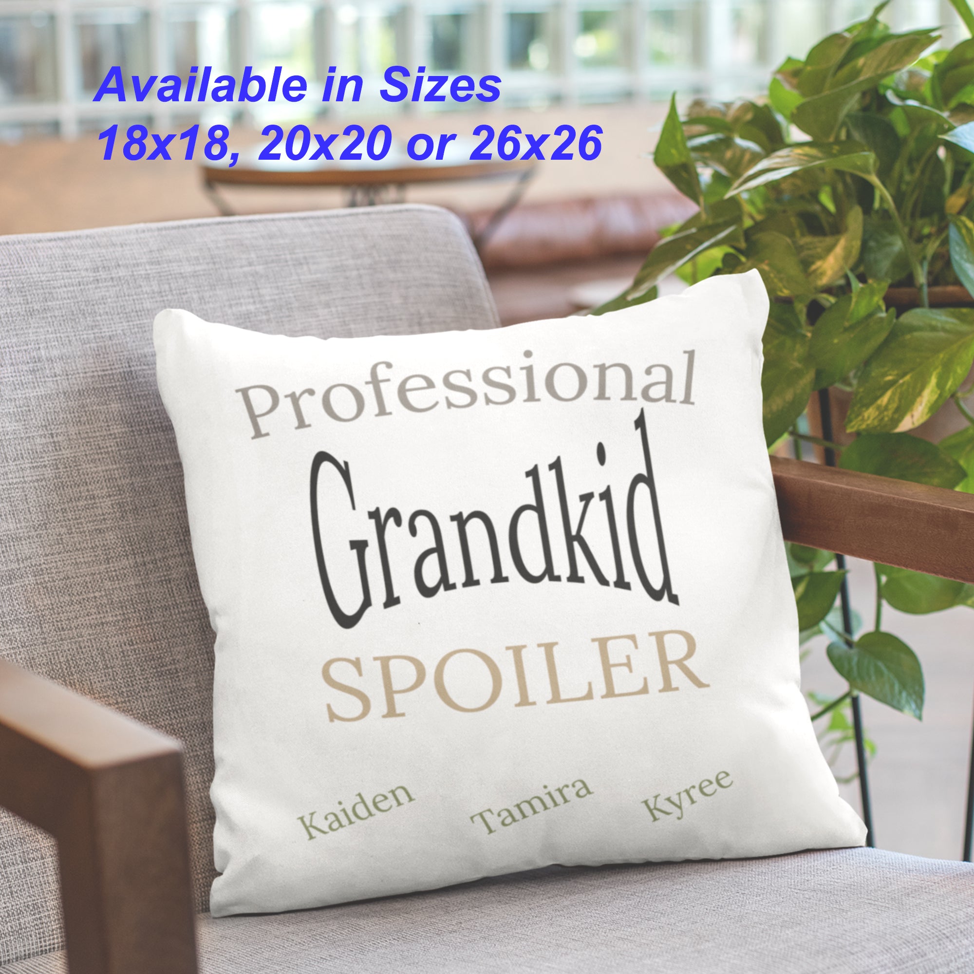 Personalized Pillow "Professional Grandkid Spoiler" White Velvet Decorative Throw Pillow