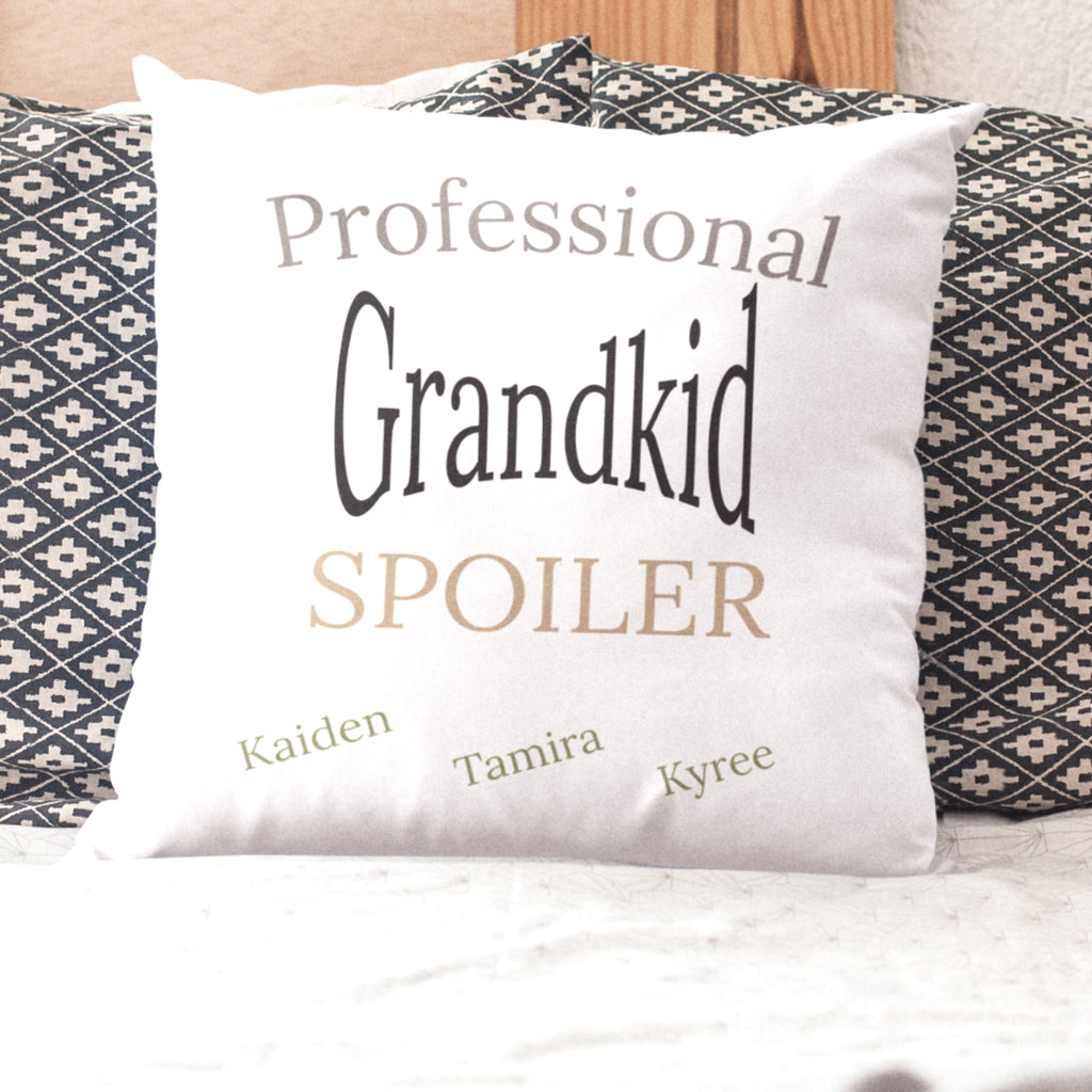 Personalized Pillow "Professional Grandkid Spoiler" White Velvet Decorative Throw Pillow