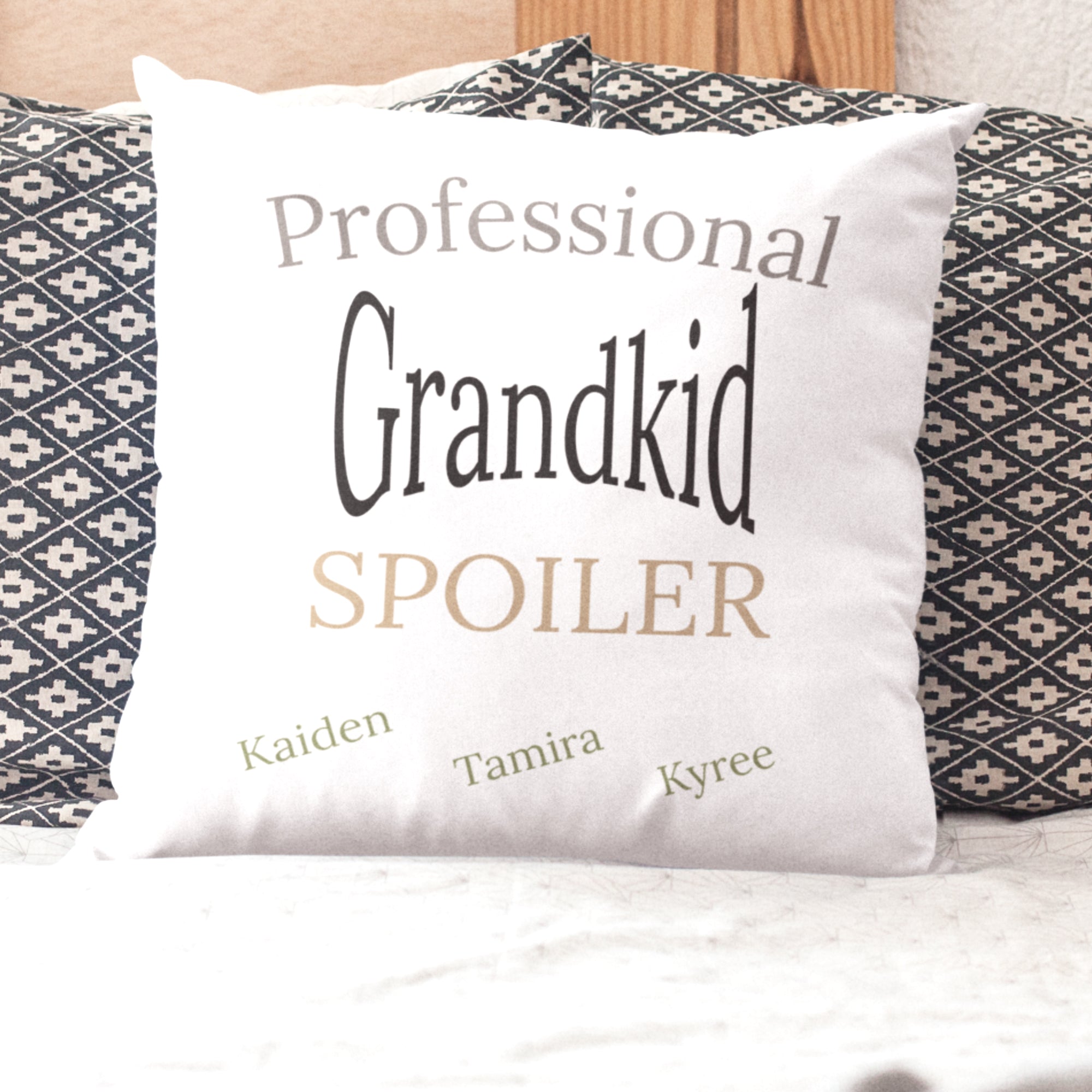 Personalized Pillow "Professional Grandkid Spoiler" White Velvet Decorative Throw Pillow