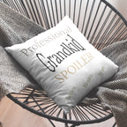 Personalized Pillow "Professional Grandkid Spoiler" White Velvet Decorative Throw Pillow