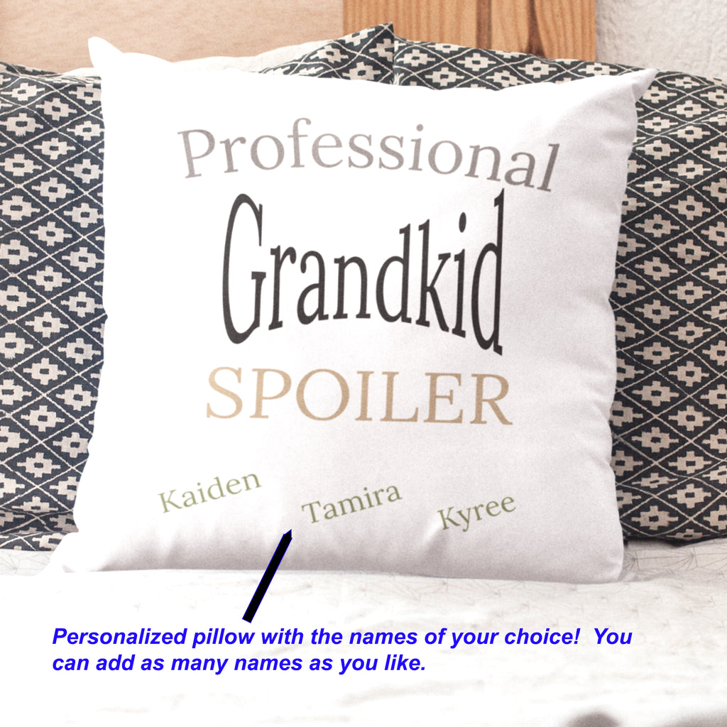 Personalized Pillow "Professional Grandkid Spoiler" White Velvet Decorative Throw Pillow
