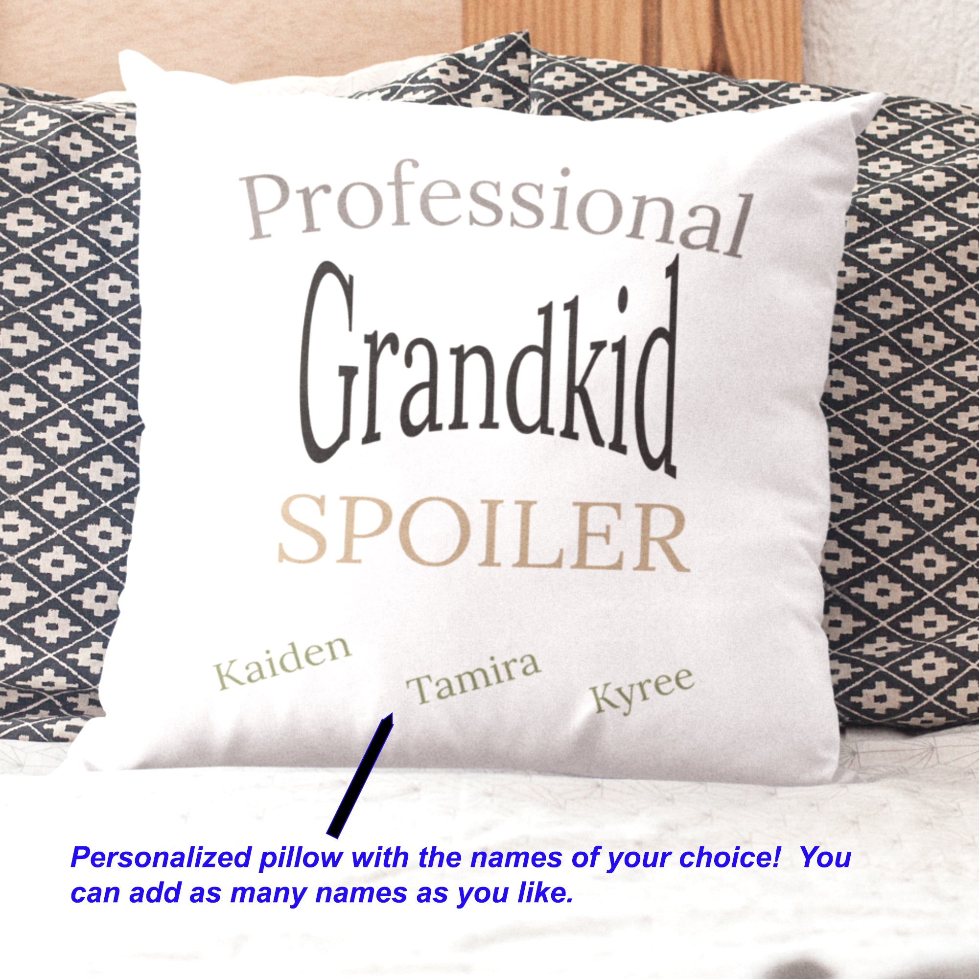 Personalized Pillow "Professional Grandkid Spoiler" White Velvet Decorative Throw Pillow