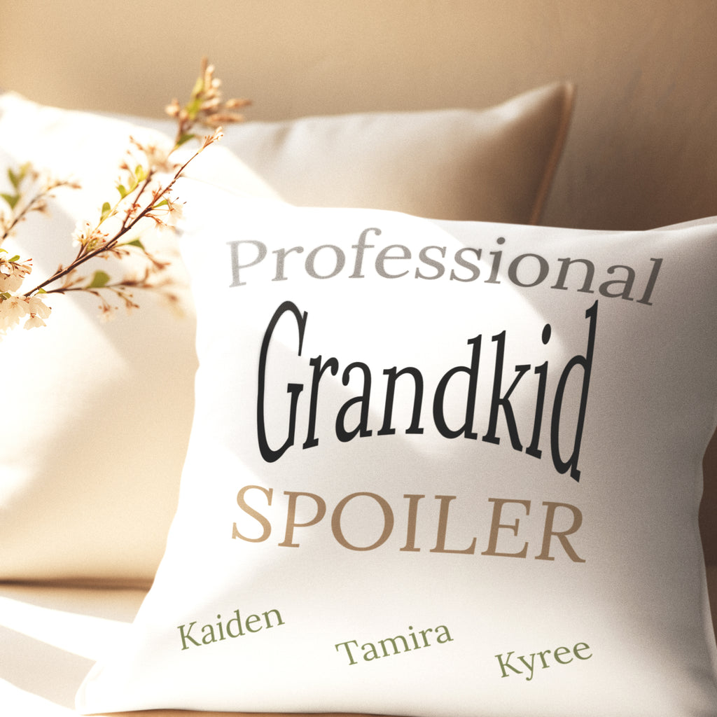 Personalized Pillow "Professional Grandkid Spoiler" White Velvet Decorative Throw Pillow