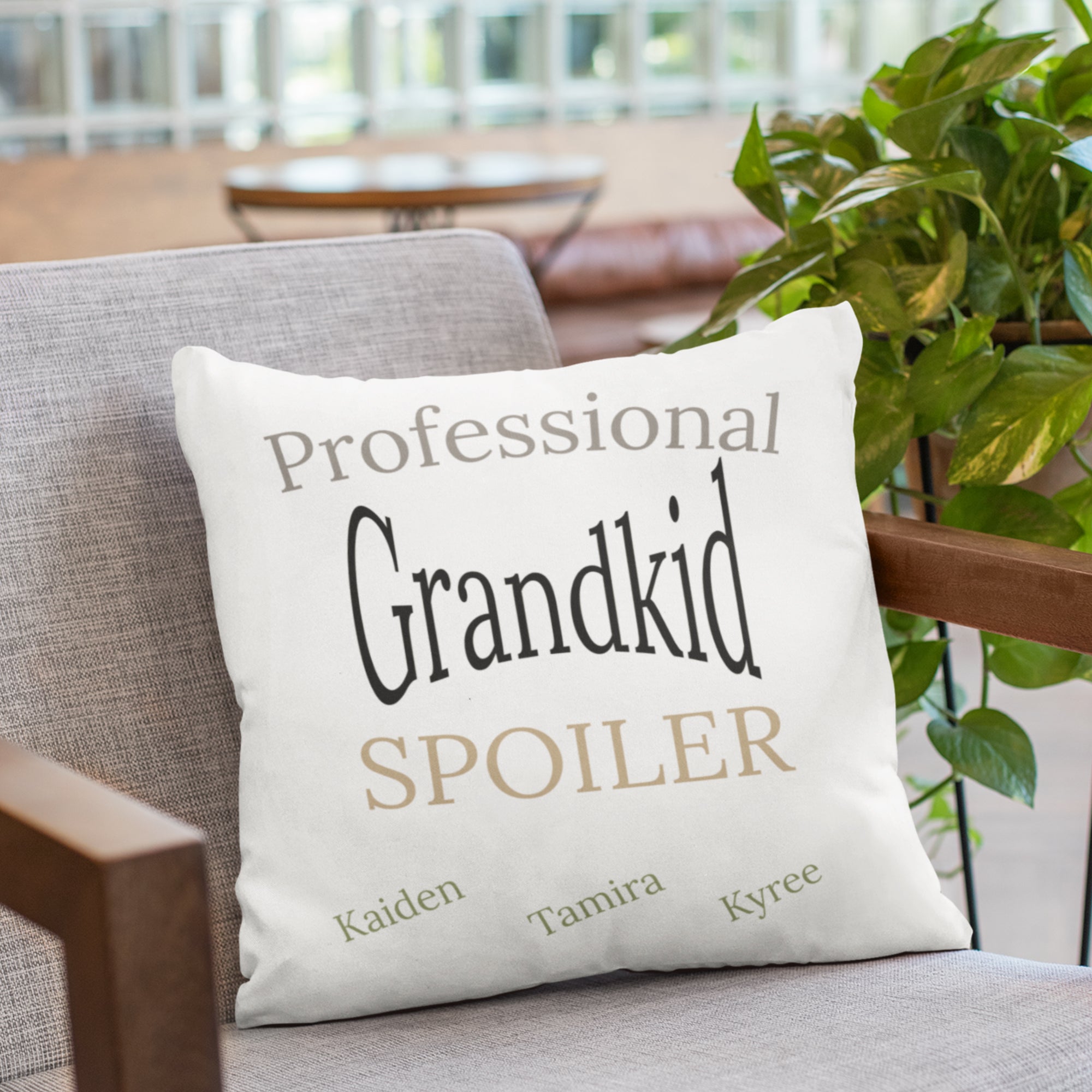 Personalized Pillow "Professional Grandkid Spoiler" White Velvet Decorative Throw Pillow
