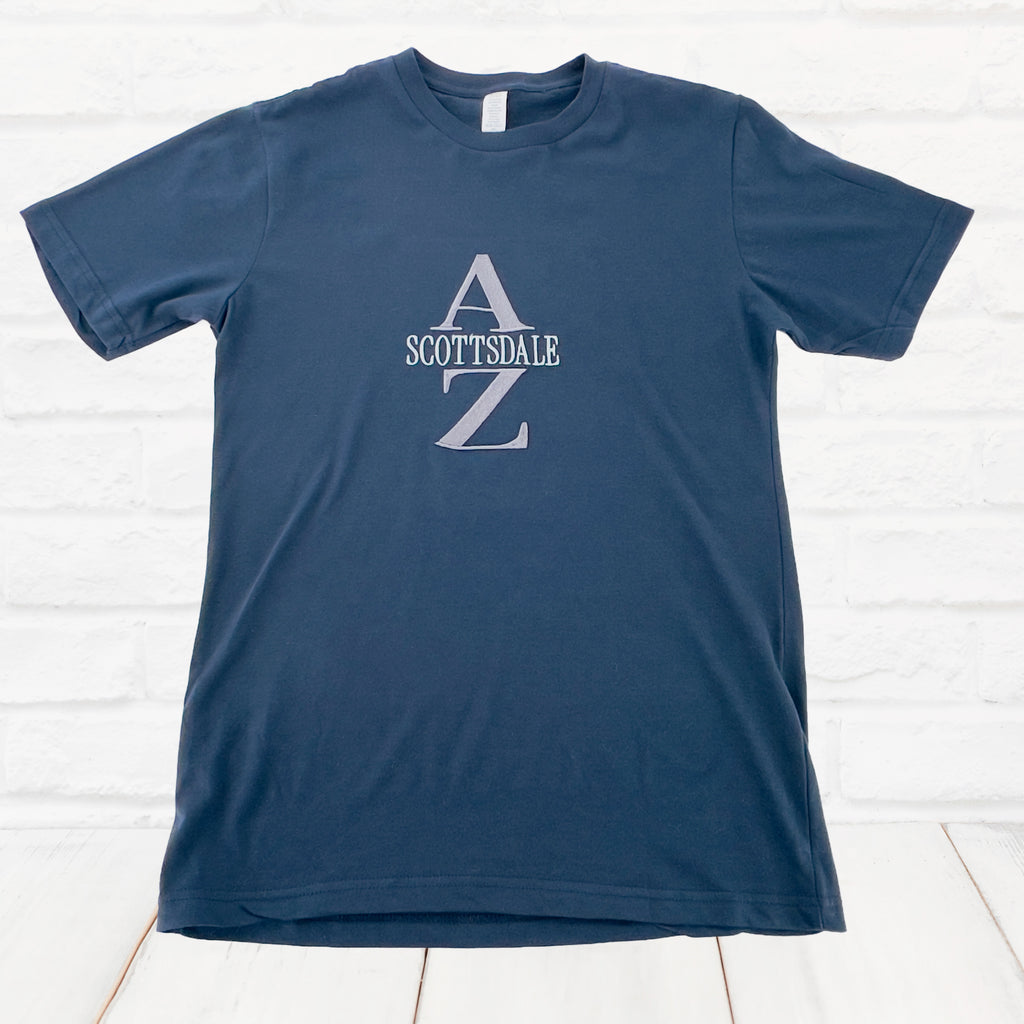 T-Shirt Unisex Embroidered Cotton XS - 3X AZ Scottsdale Navy