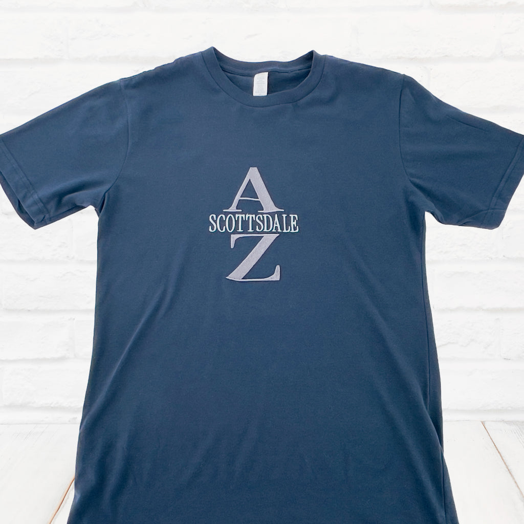 T-Shirt Unisex Embroidered Cotton XS - 3X AZ Scottsdale Navy