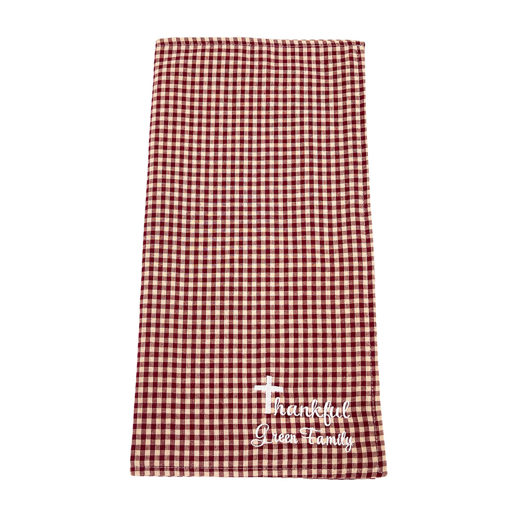 Personalized Cloth Napkins Embroidered Set of 4 Machine Washable Brown Cream Checkered