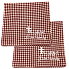 Personalized Cloth Napkins Embroidered Set of 4 Machine Washable Brown Cream Checkered