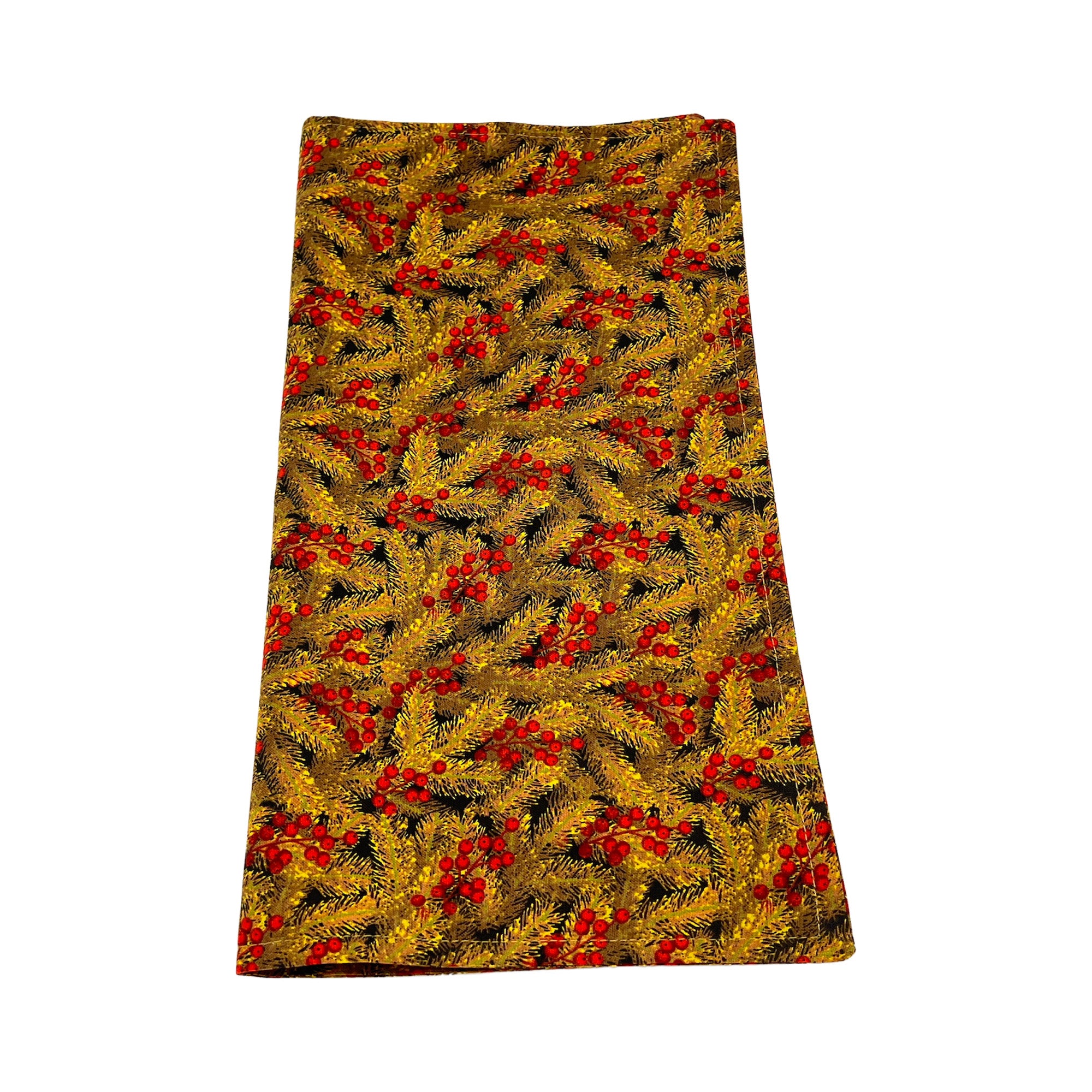 Christmas Holiday Napkins Machine Washable Made of 100% Cotton Set of 4, 6, 8 or 10 Brown with Red