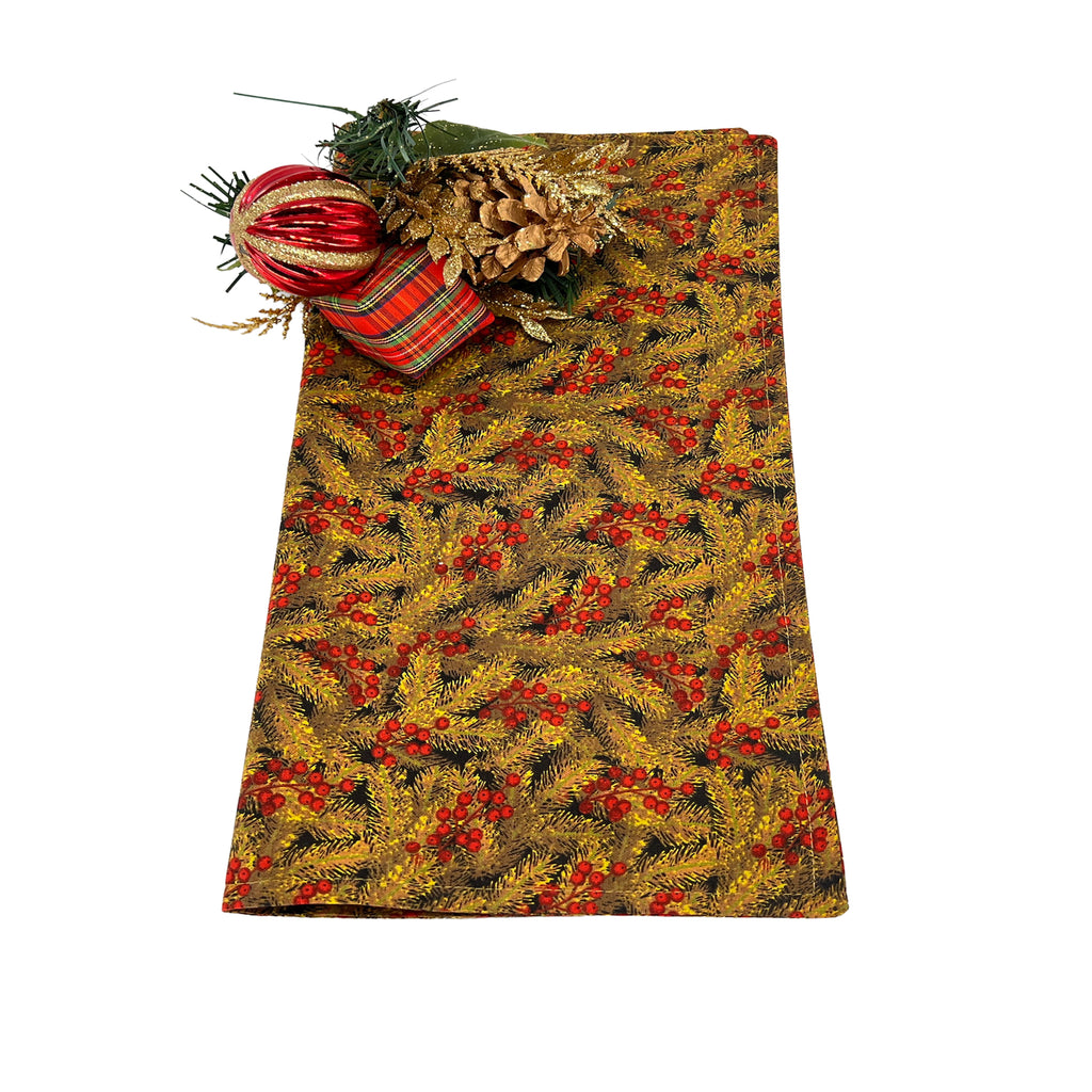 Christmas Holiday Napkins Machine Washable Made of 100% Cotton Set of 4, 6, 8 or 10 Brown with Red