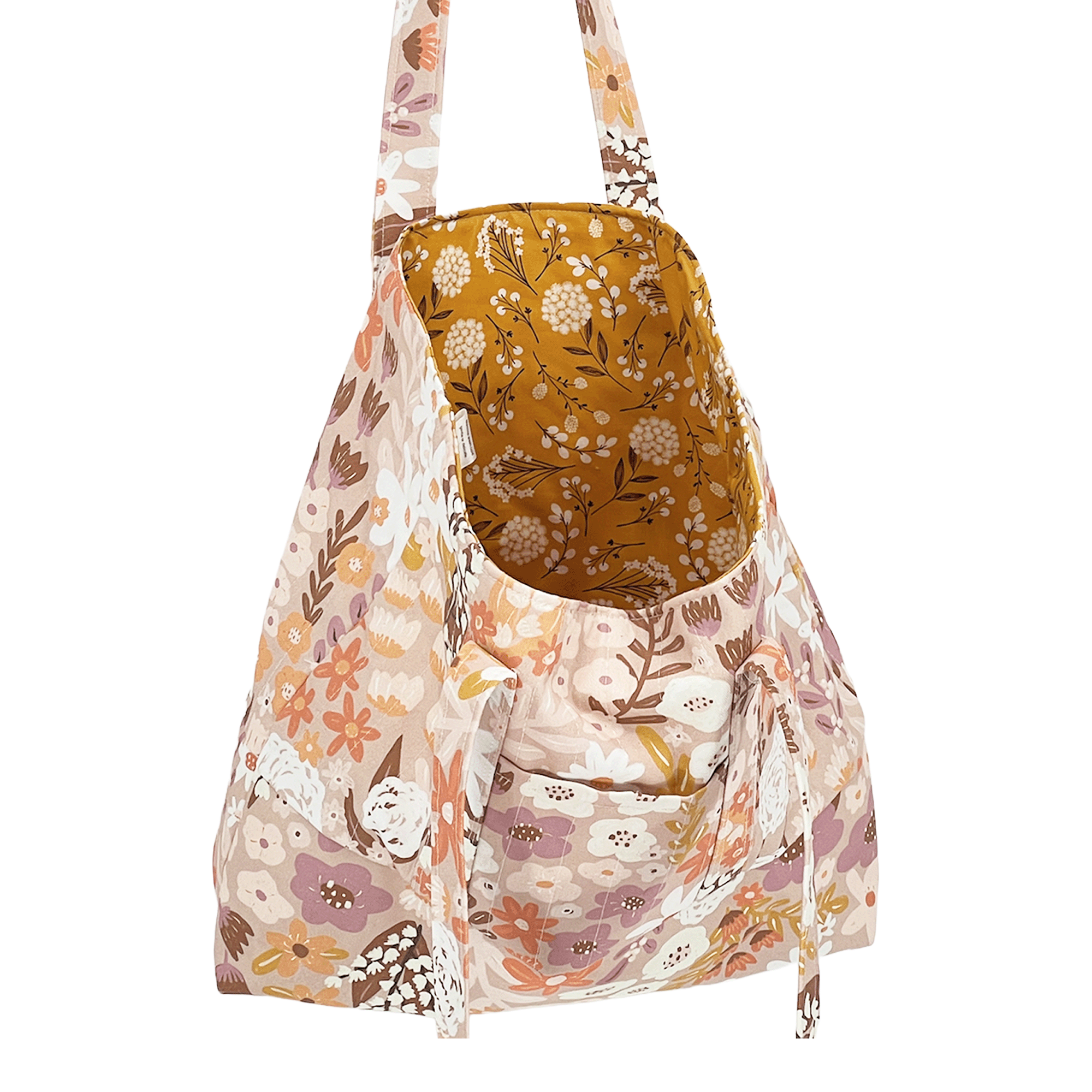 Weekender Bag, Tote Bag, Book Bag or Overnight Bag with Exterior Pockets Brown Meadows