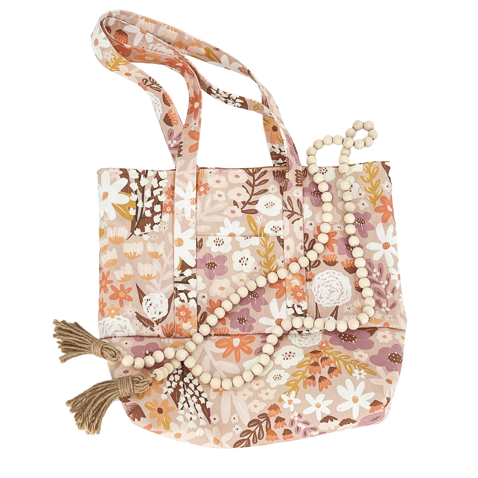 Weekender Bag, Tote Bag, Book Bag or Overnight Bag with Exterior Pockets Brown Meadows