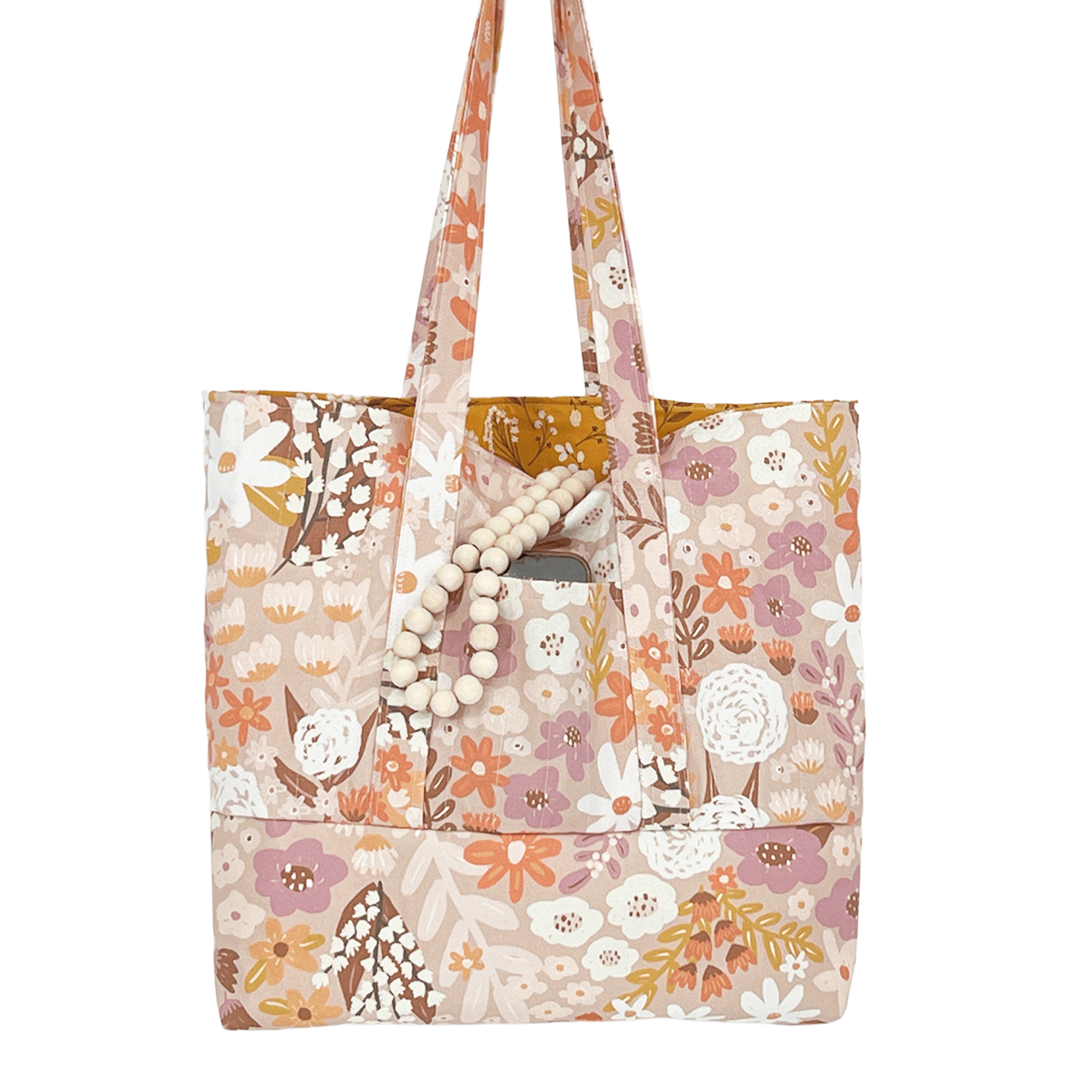 Weekender Bag, Tote Bag, Book Bag or Overnight Bag with Exterior Pockets Brown Meadows