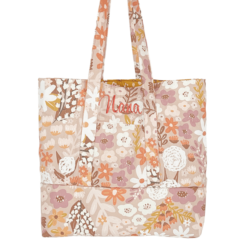 Weekender Bag, Tote Bag, Book Bag or Overnight Bag with Exterior Pockets Brown Meadows