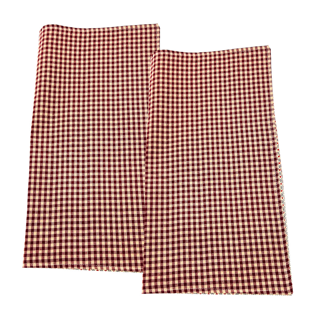Cloth Napkins and Placemats Set Washable Reversible Checkered