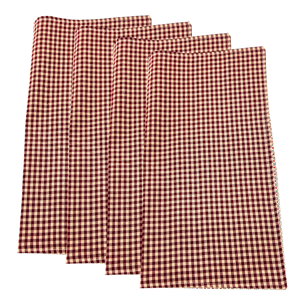 Cloth Napkins and Placemats Set Washable Reversible Checkered