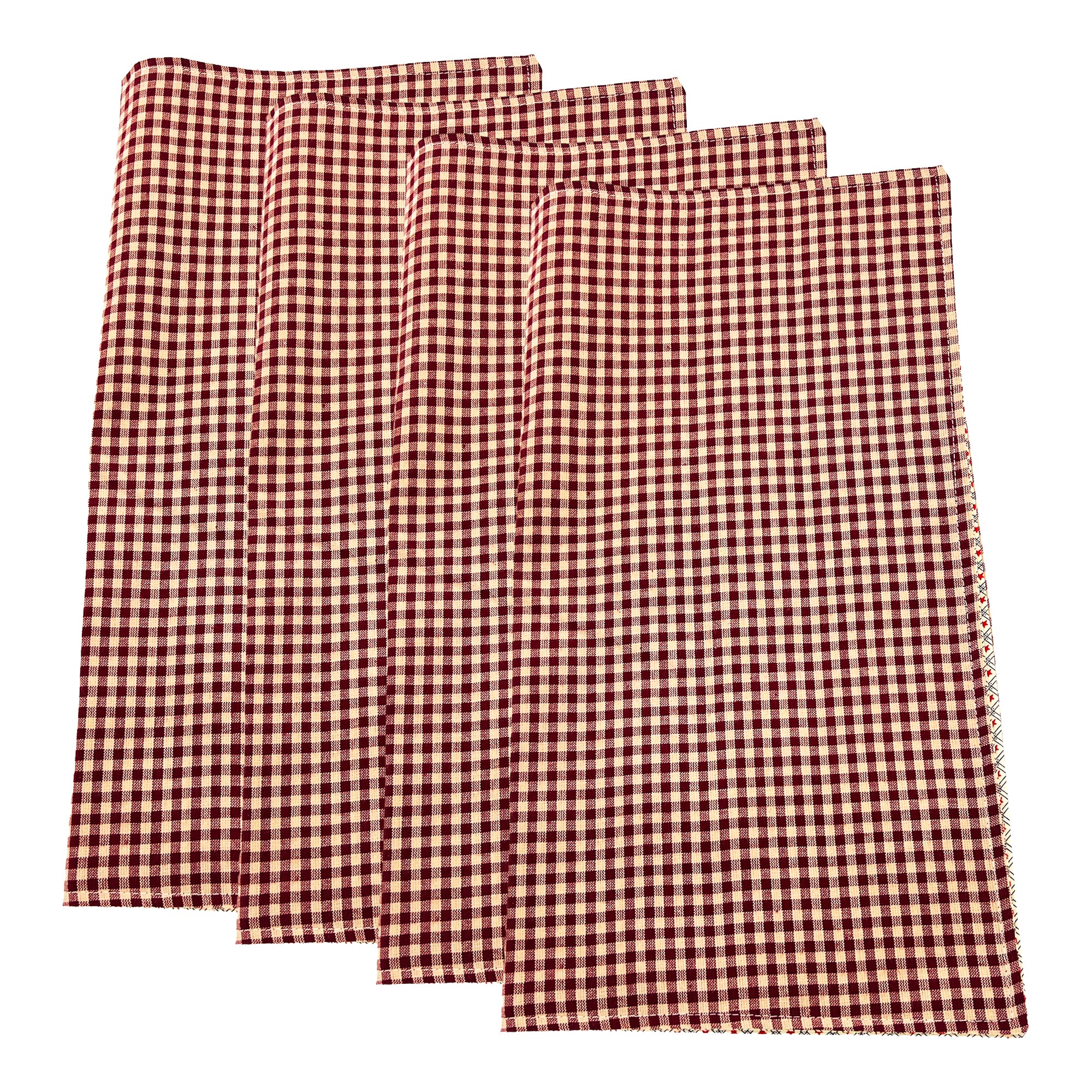 Cloth Napkins and Placemats Set Washable Reversible Checkered