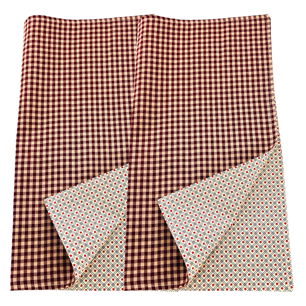Cloth Napkins and Placemats Set Washable Reversible Checkered
