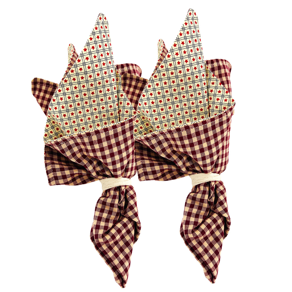 Cloth Napkins and Placemats Set Washable Reversible Checkered