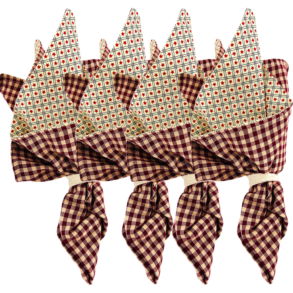 Cloth Napkins and Placemats Set Washable Reversible Checkered