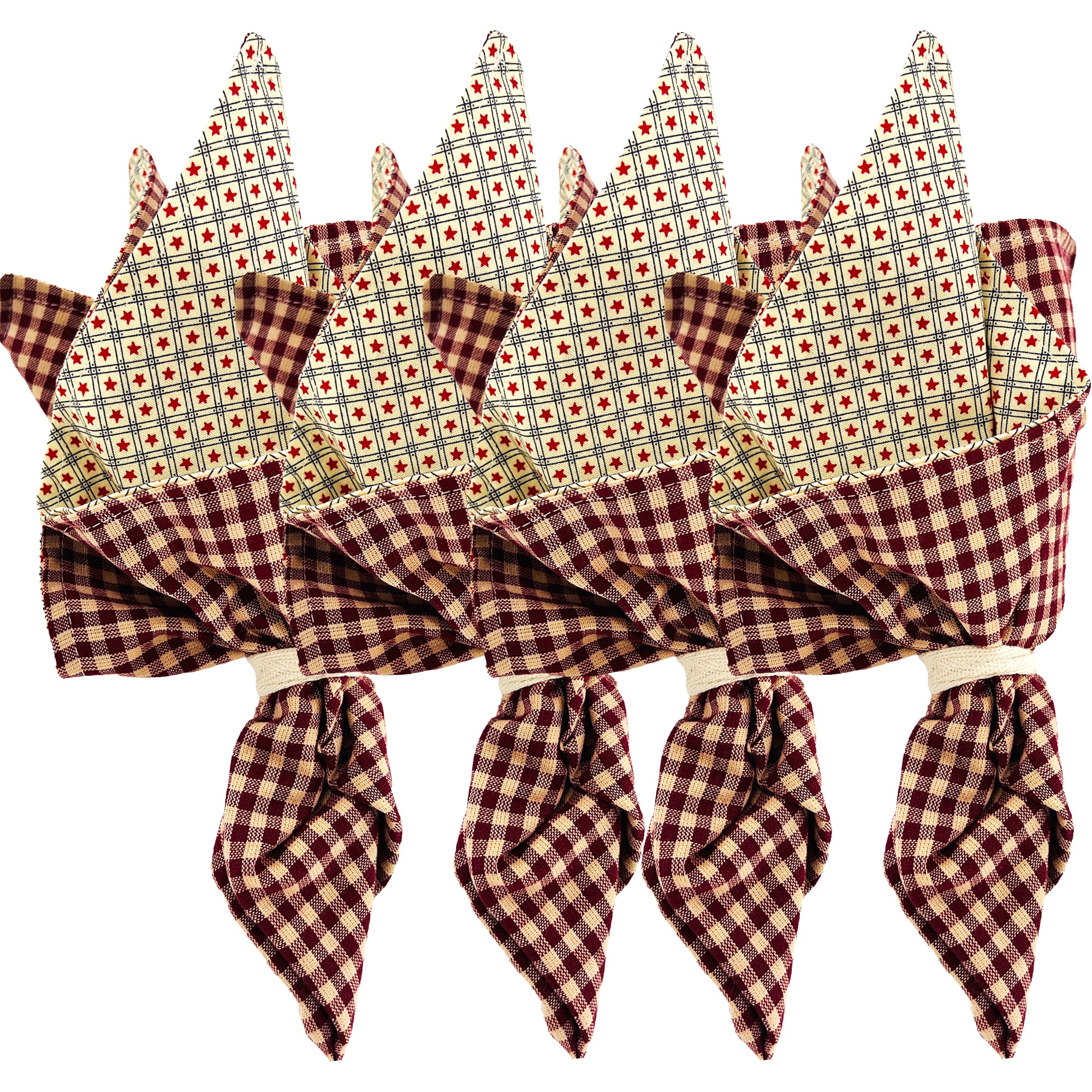Cloth Napkins and Placemats Set Washable Reversible Checkered