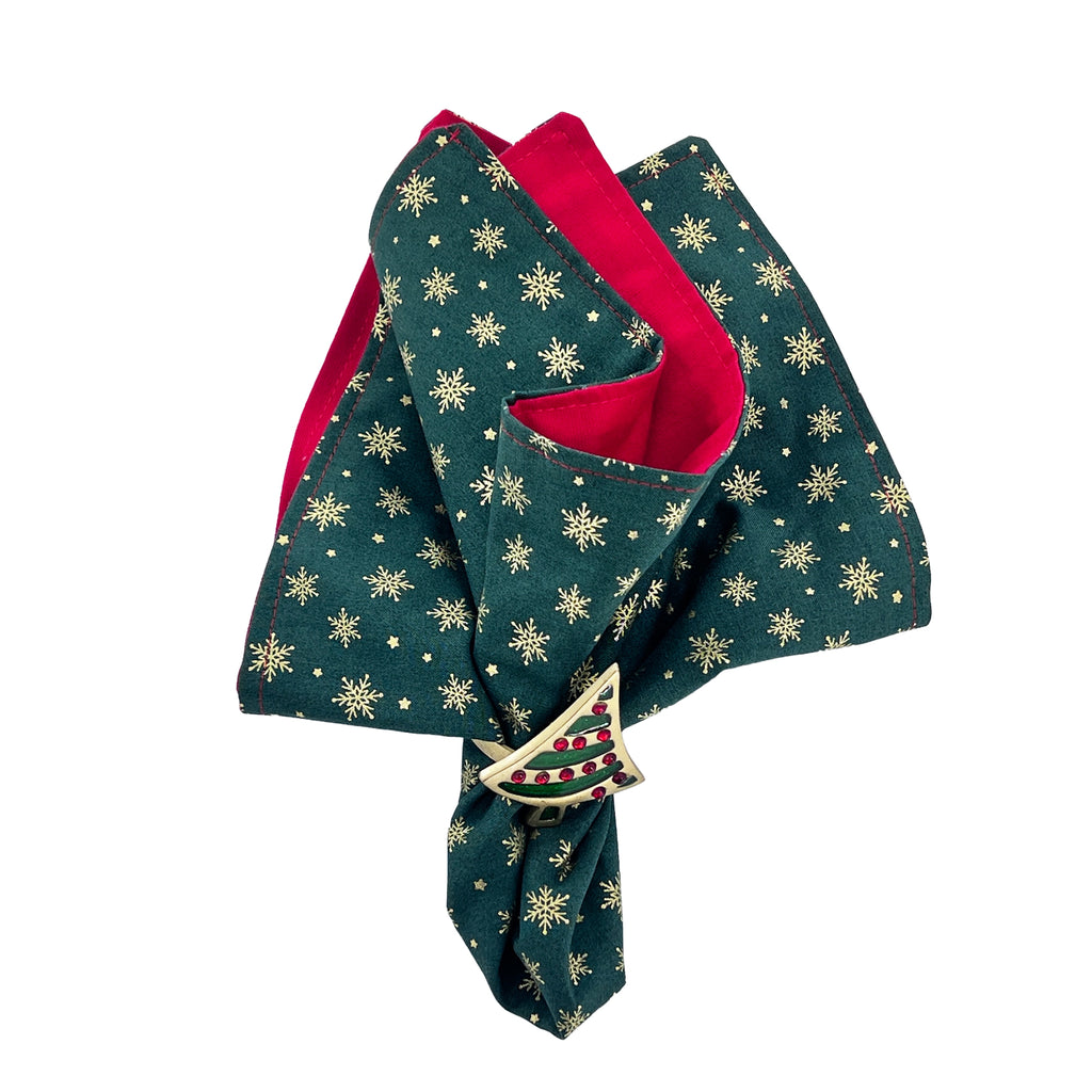 Christmas Holiday Napkins Reusable 100% Cotton Set of 4, 6, 8 or 10 Red Green Design