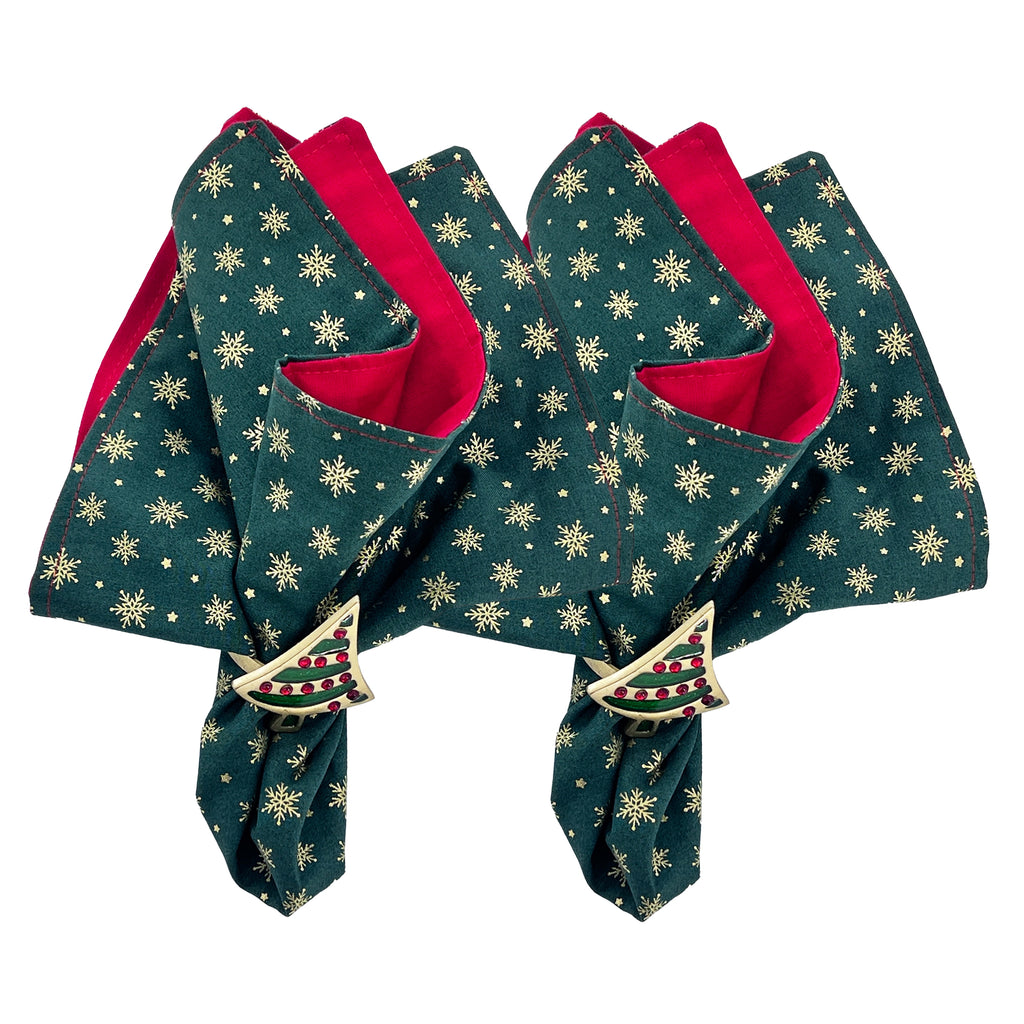 Christmas Holiday Napkins Reusable 100% Cotton Set of 4, 6, 8 or 10 Red Green Design