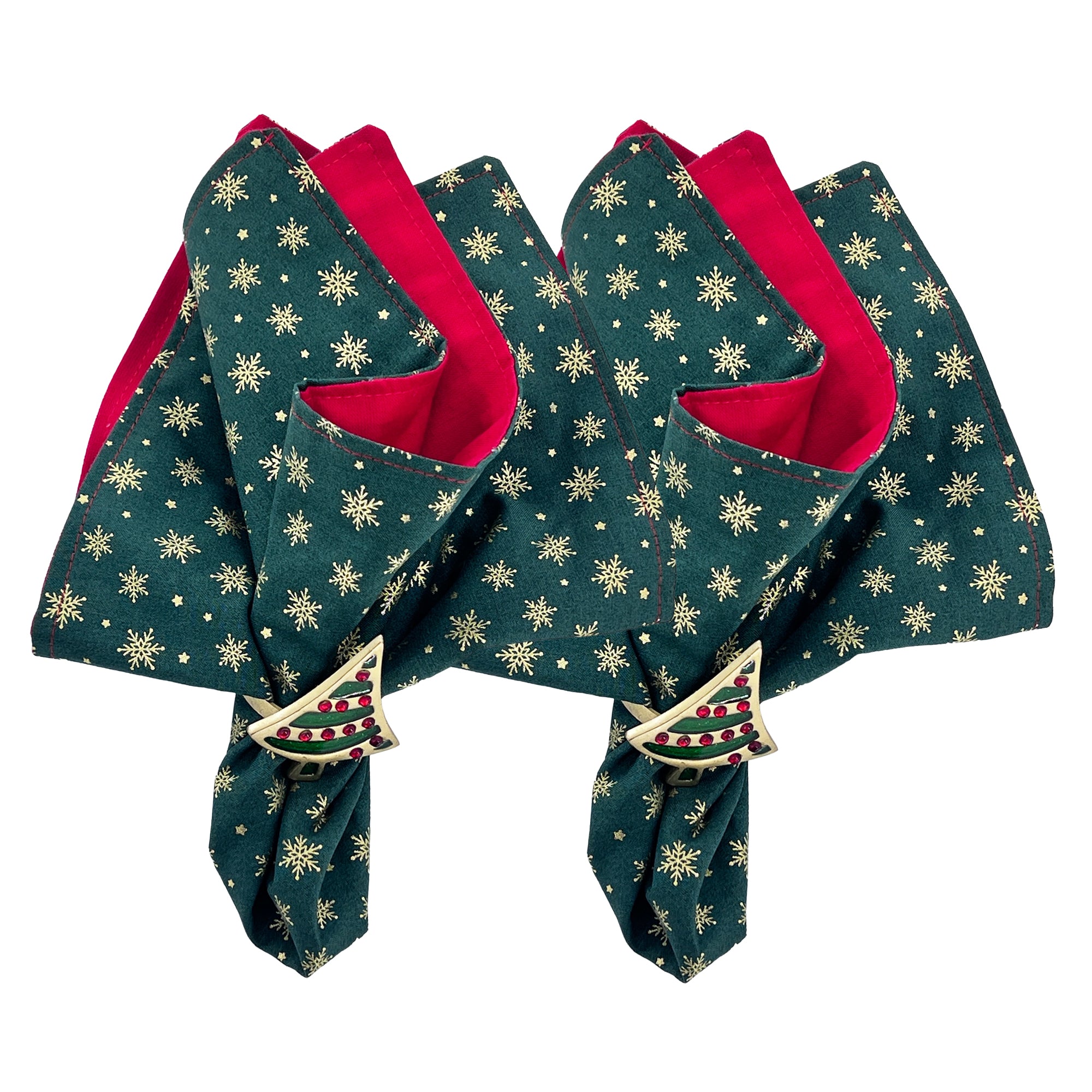 Christmas Holiday Napkins Reusable 100% Cotton Set of 4, 6, 8 or 10 Red Green Design