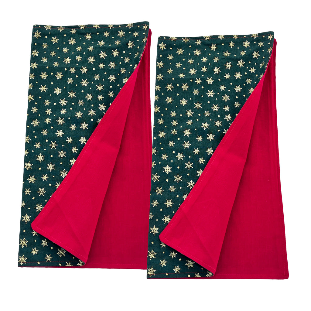 Christmas Holiday Napkins Reusable 100% Cotton Set of 4, 6, 8 or 10 Red Green Design