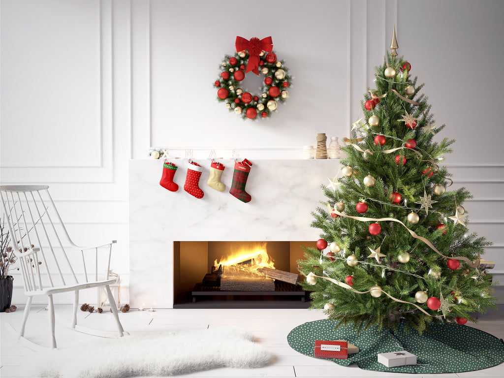 Christmas Tree Skirt Personalized Embroidered Name Gold Star