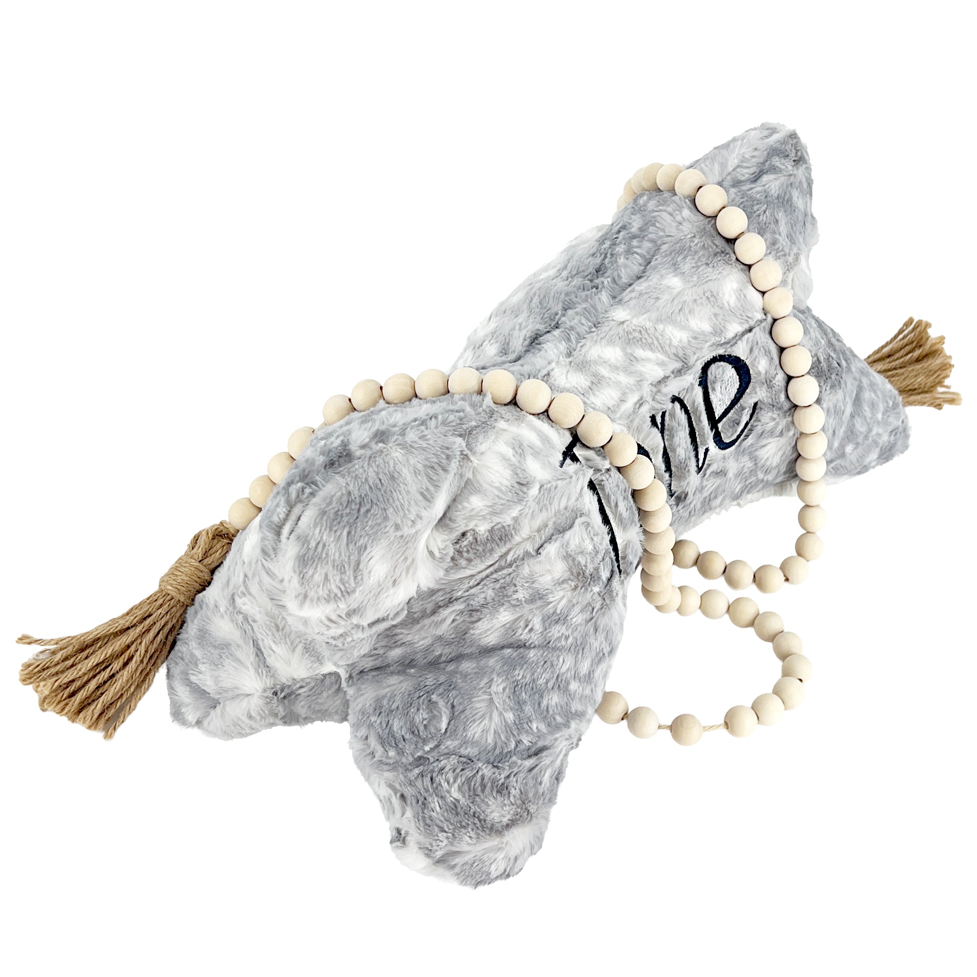 Neck Bone Pillow Personalized with Embroidered Name Grey White