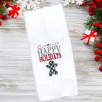 Decorative Embroidered Christmas Kitchen Towel Set of 2 Green Embroidery