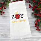 Personalized Christmas Kitchen Towel Embroidered Set of 2 Joy