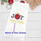 Personalized Christmas Kitchen Towel Embroidered Set of 2 Joy
