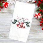 Decorative Embroidered Christmas Kitchen Towel Set of 2 Green Embroidery