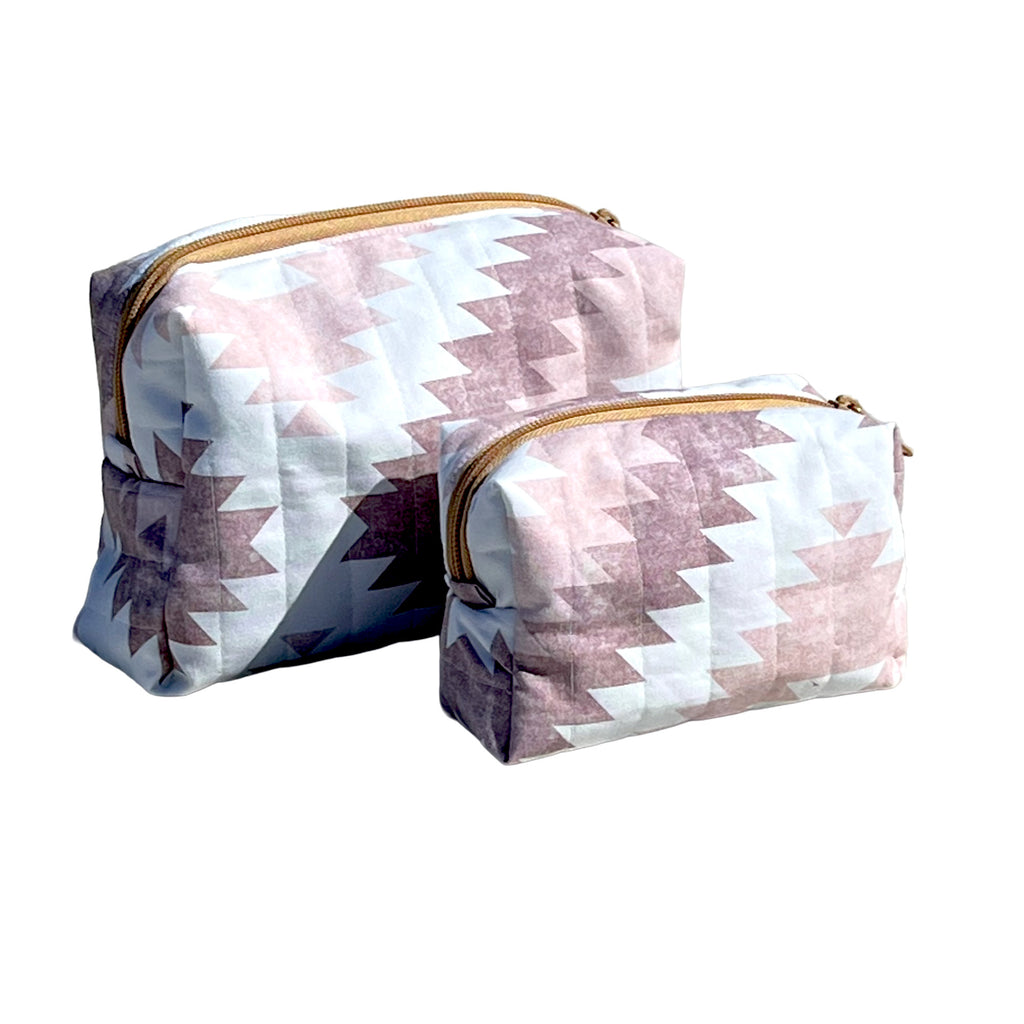 Everyday Toiletry, Cosmetic, MakeUp or Accessory Bag Mauve Aztec