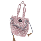 Weekender Bag, Tote Bag, Book Bag or Overnight Bag with Exterior Pockets Mauve White Birds