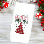 Decorative Embroidered Christmas Kitchen Towel Set of 2 Green Embroidery