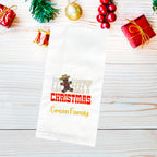 Personalized Christmas Kitchen Towel Embroidered Set of 2 Merry Christmas