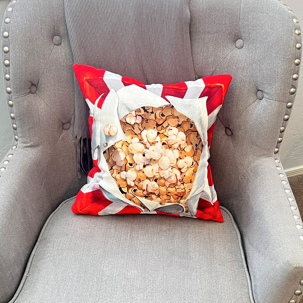 Pillow Cover or Throw Pillow Popcorn Design Movie Night