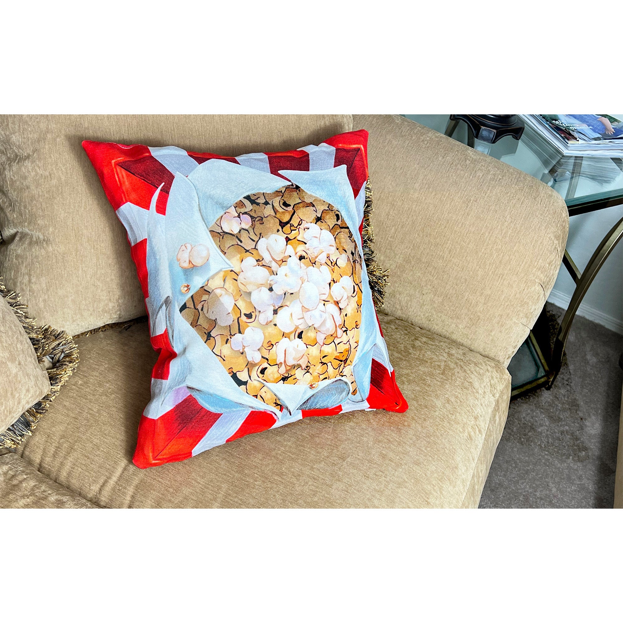 Pillow Cover or Throw Pillow Popcorn Design Movie Night