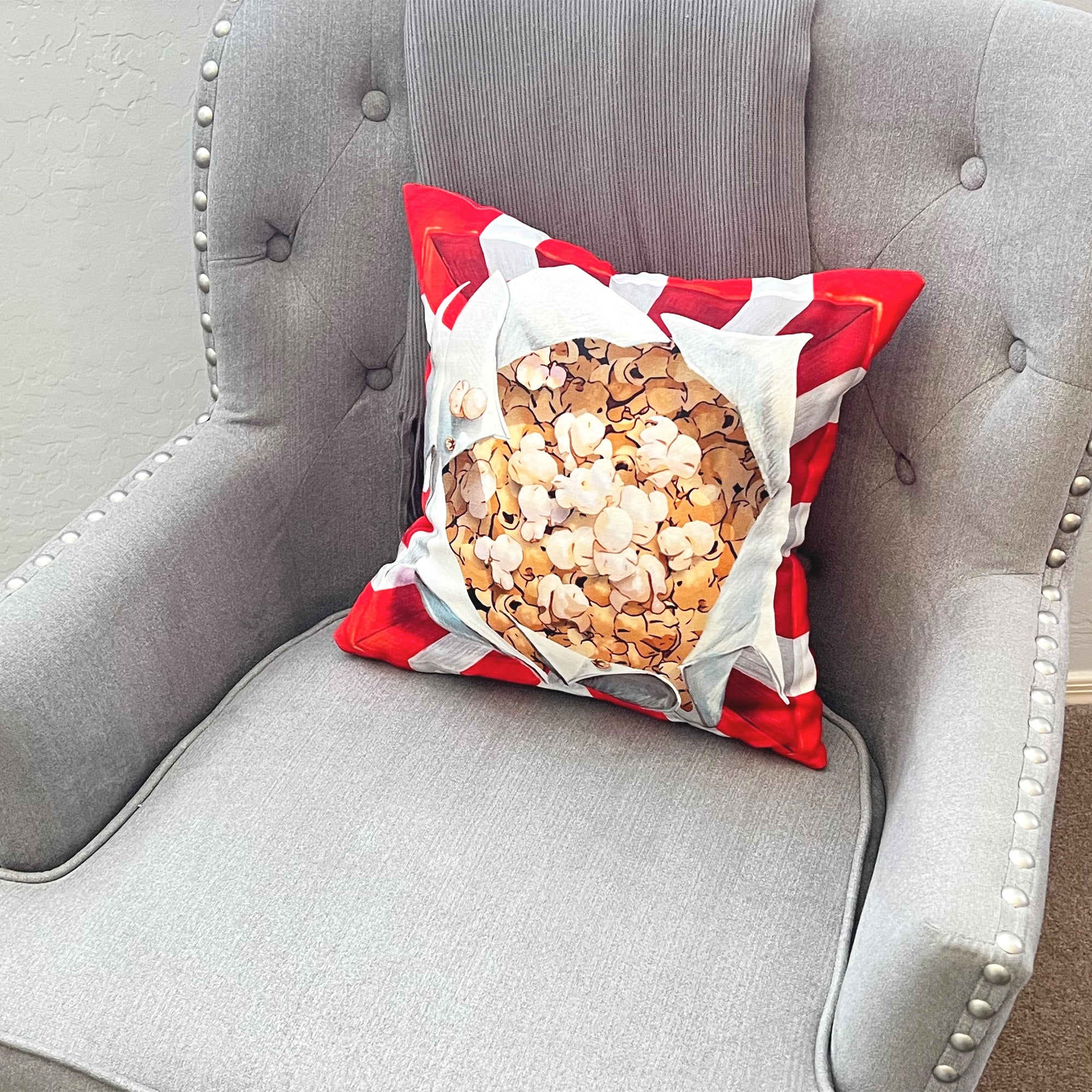 Pillow Cover or Throw Pillow Popcorn Design Movie Night